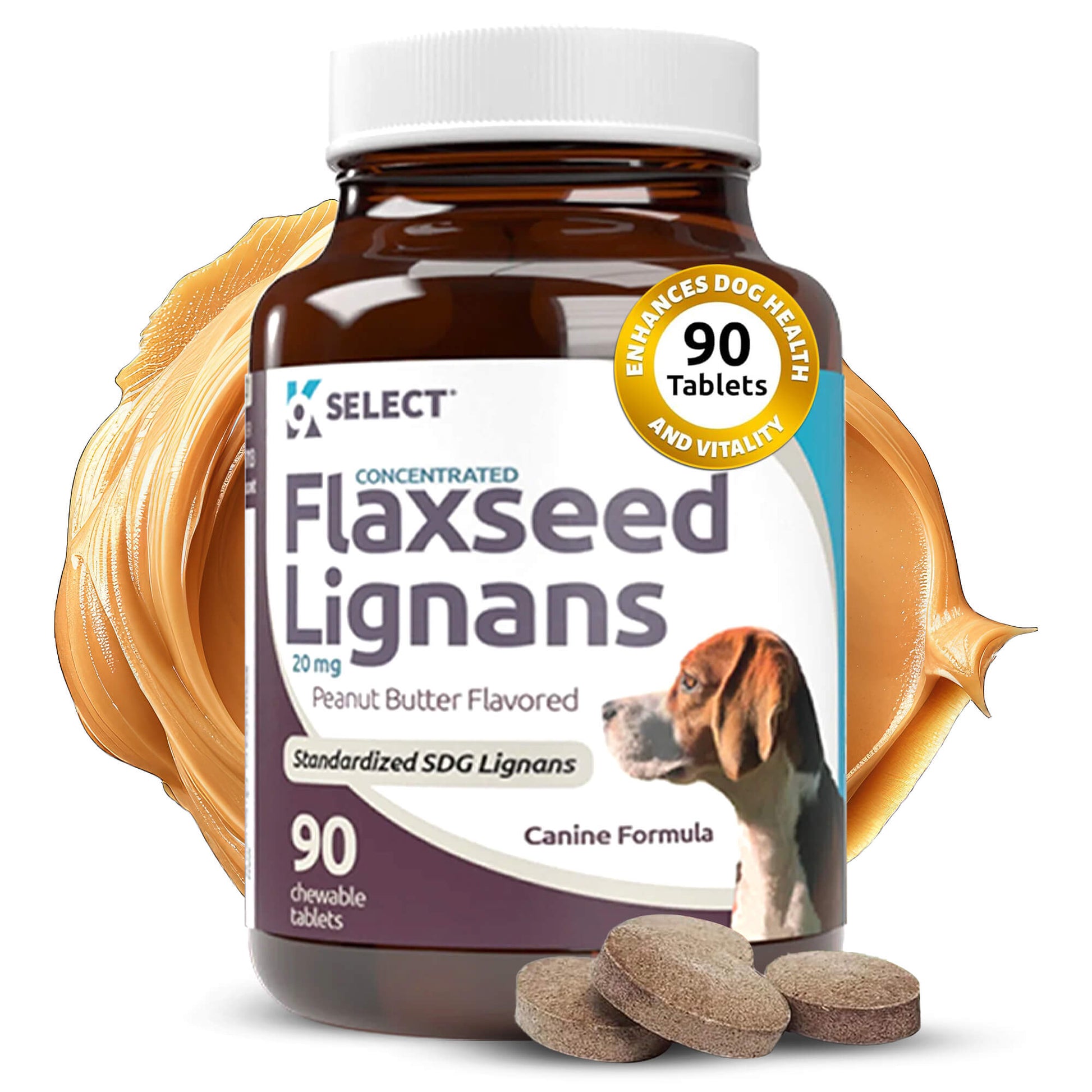 Buy K9 Select Flaxseed Lignans 20mg For Dogs - Peanut Butter Flavor ...