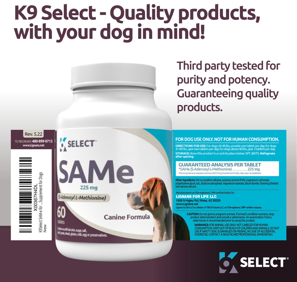 K9Select SAM-e pour chiens - Comprimés de 225 mg