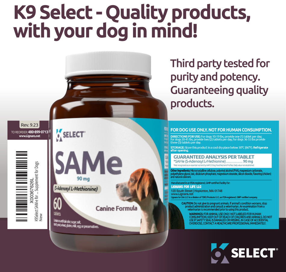 K9Select SAM-e pour chiens - Comprimés de 90 mg