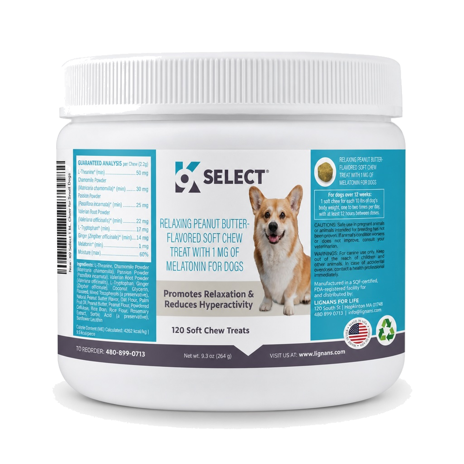 K9 Select Calming Soft Chews for Dogs – Peanut Butter │ Melatonin Treats for Relaxation & Anxiety (120 Chews)
