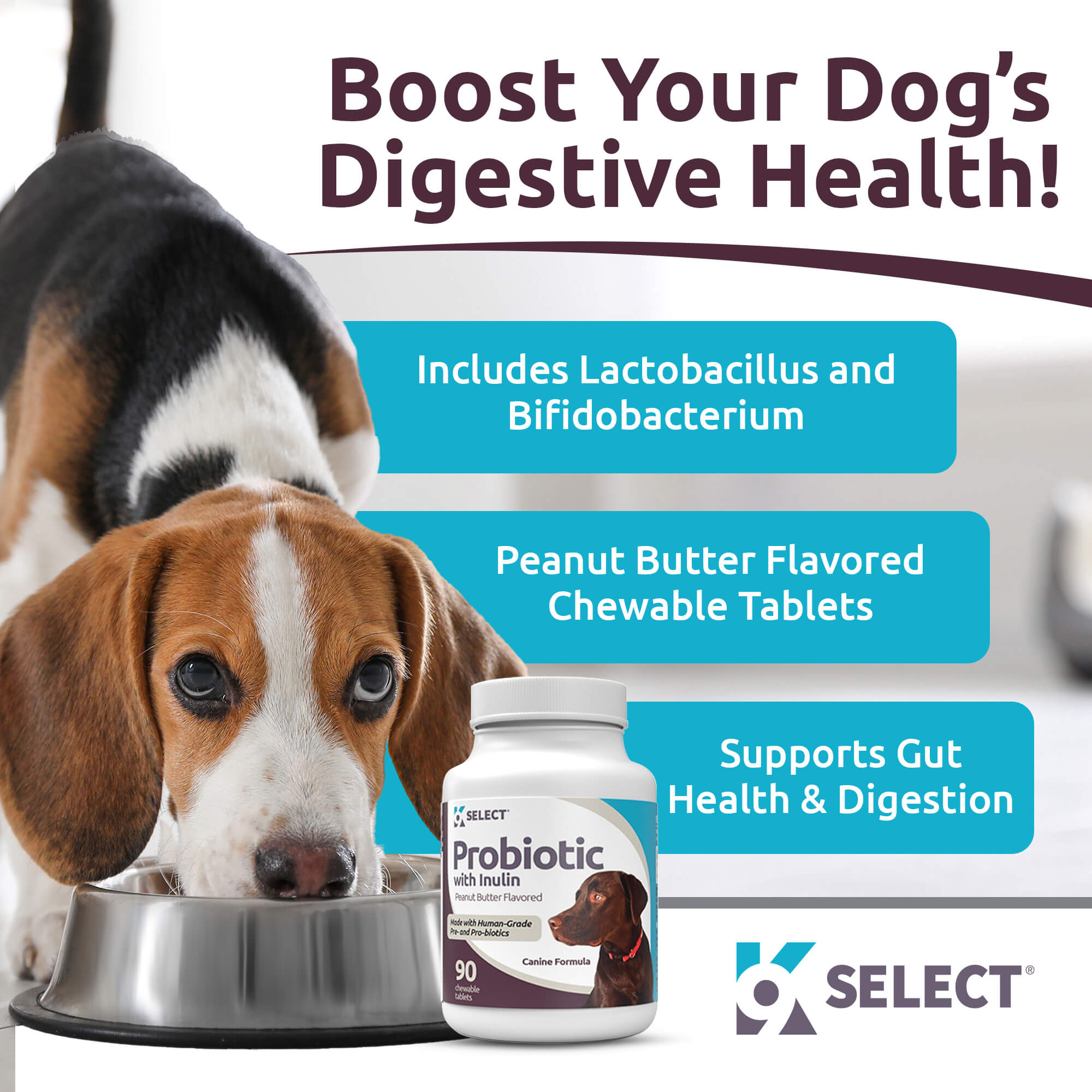 Buy K9 Select Probiotic With Inulin For Dogs - Peanut Butter