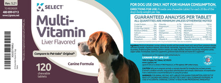 K9 Select Mutli-Vitamin Label